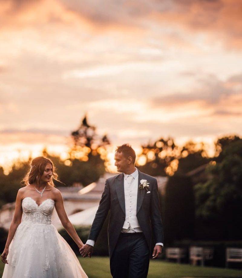 sunset at rudding park wedding